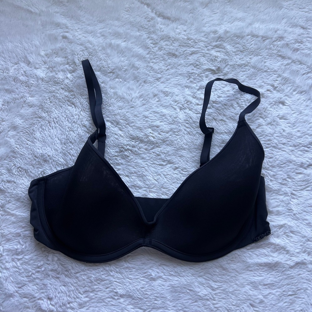 Skims Fits Everybody Unlined Underwire Bra Onyx Black 36C RN158973 NWOT Soft Fit